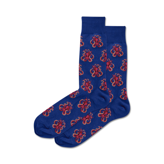 "Octopus" Cotton Crew Socks by Hot Sox - Large