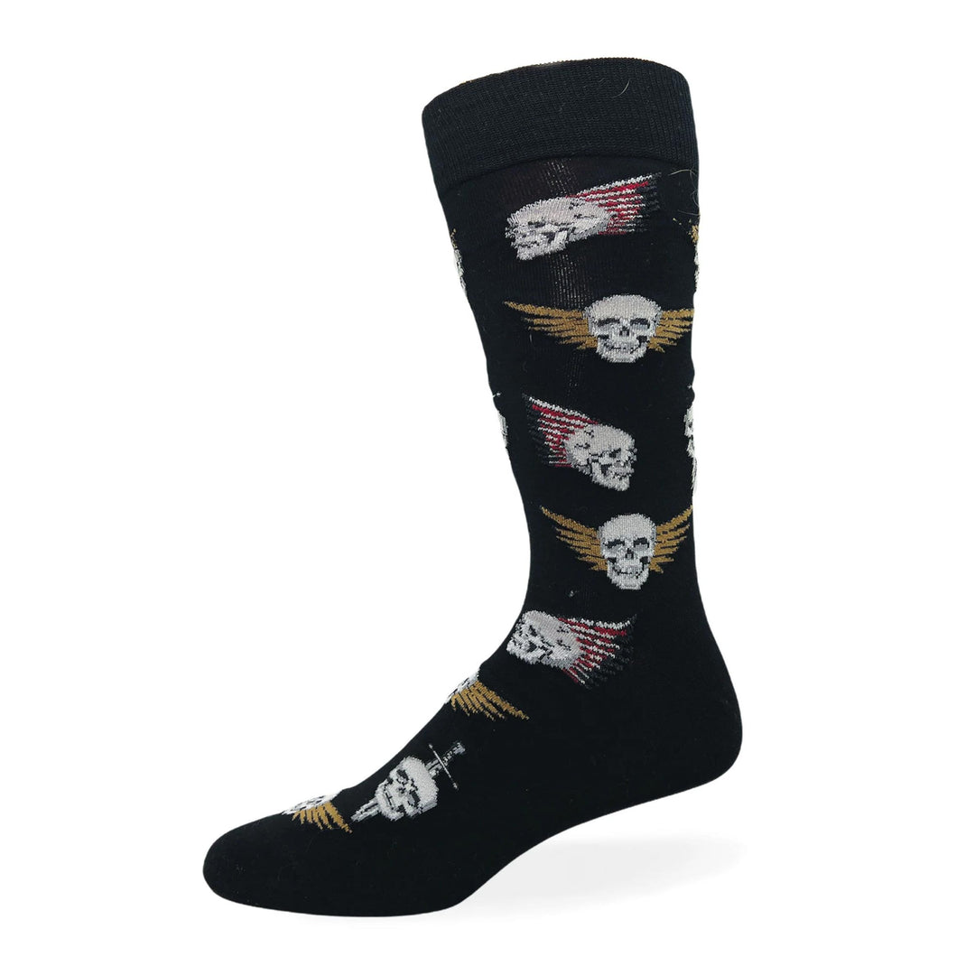 "Skull" Pattern Cotton Dress Sock by Crazy Toes -Large - SALE