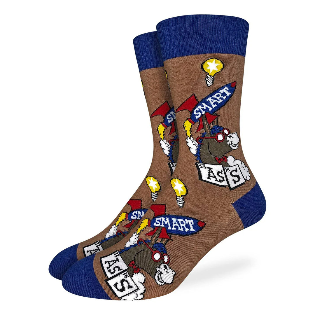 "Smart Ass" Cotton Crew Socks by Good Luck (Large)