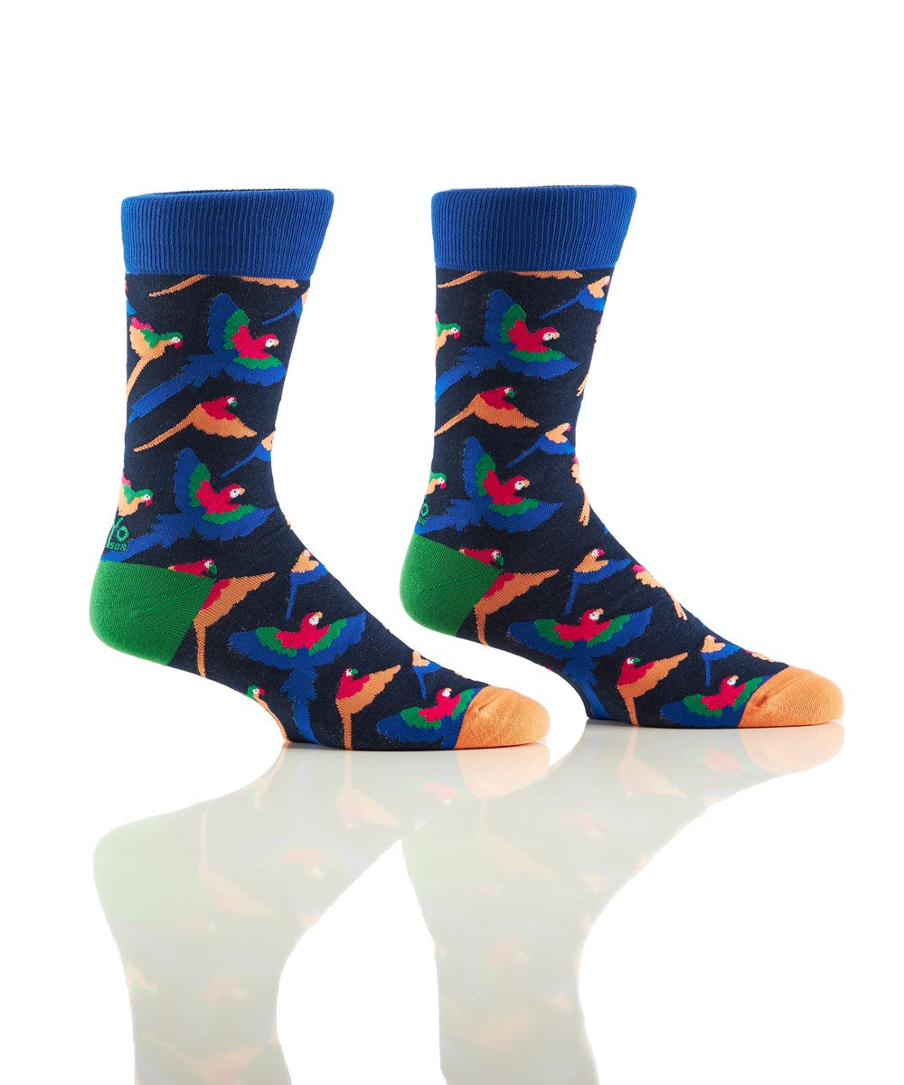 Night Birds Cotton Crew Dress Socks by YO Sox - Large