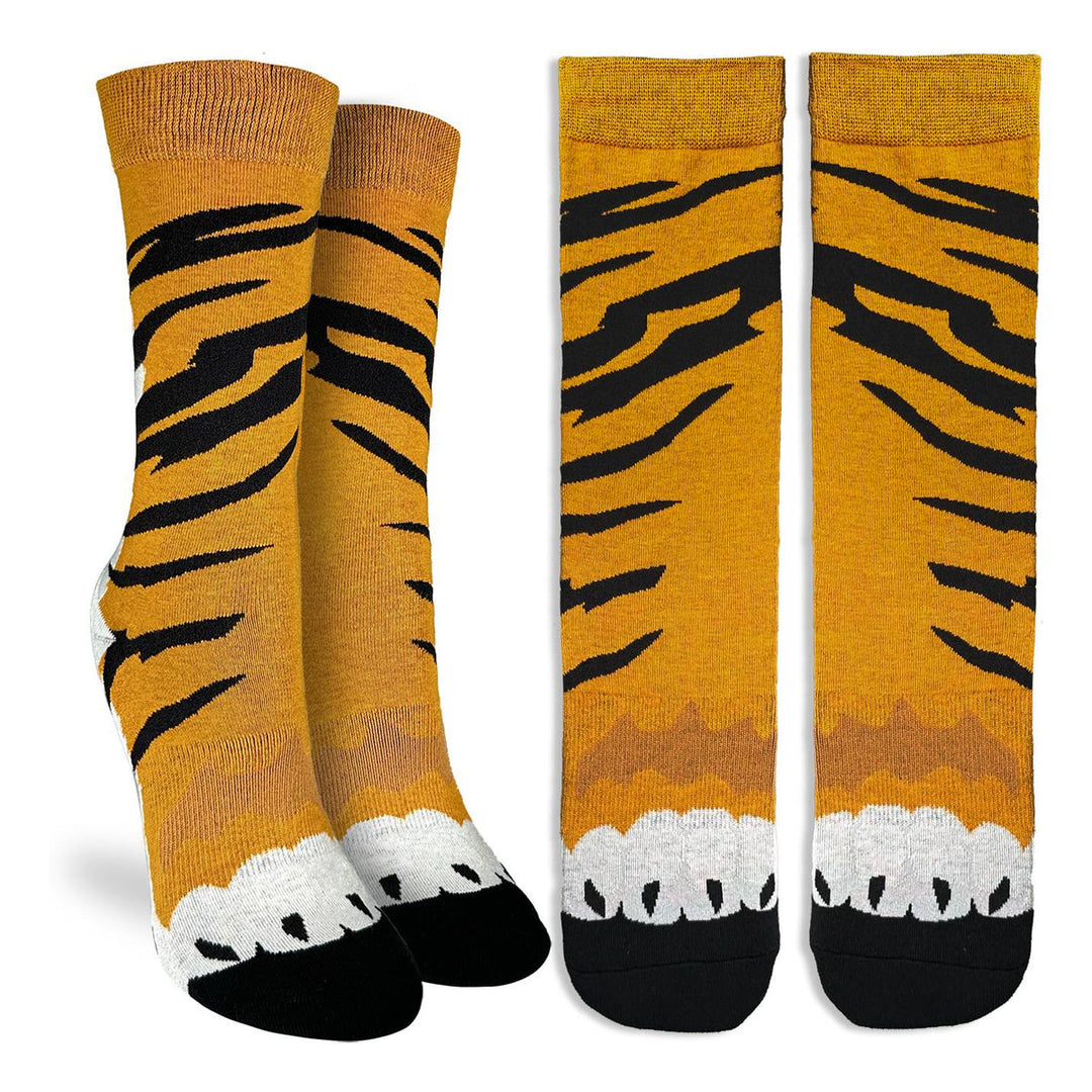 "Tiger Feet" Active Crew Socks by Good Luck Sock - Medium