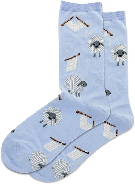 "Yarn Sheep" Cotton Crew Socks by Hot Sox - Medium