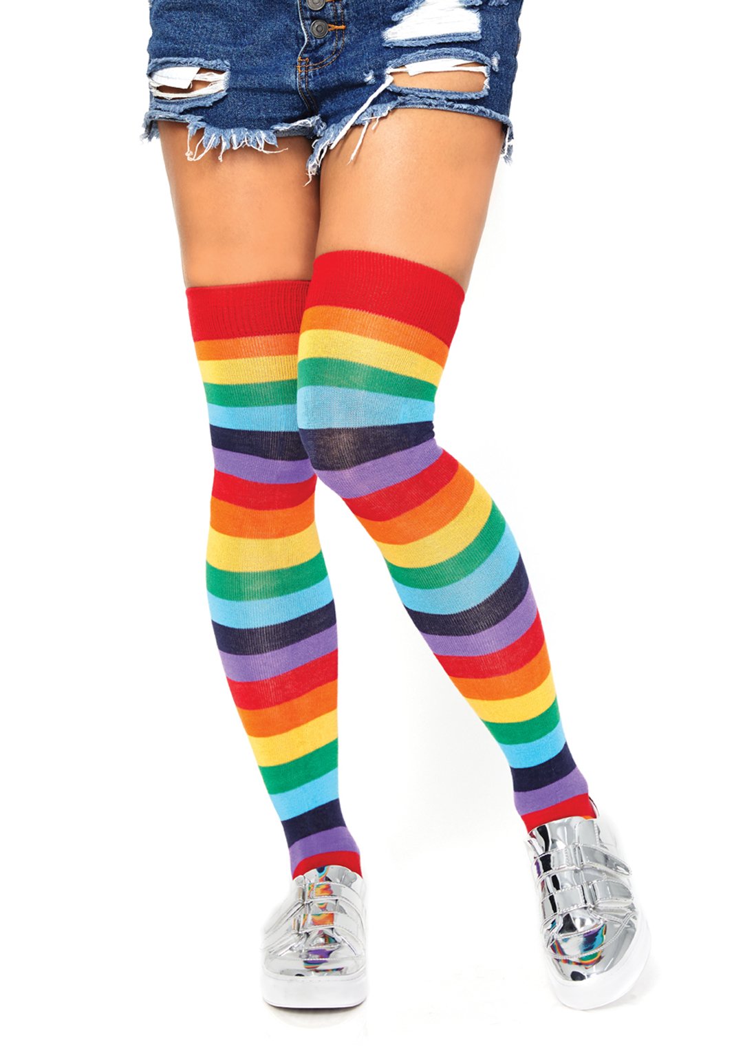 Acrylic Rainbow Thigh High Socks from Leg Avenue