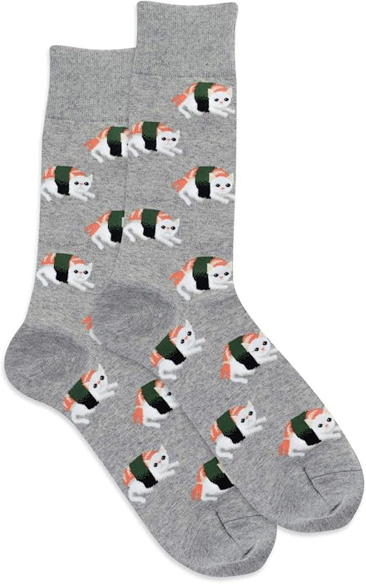 "Sushi Cat" Cotton Crew Socks by Hot Sox