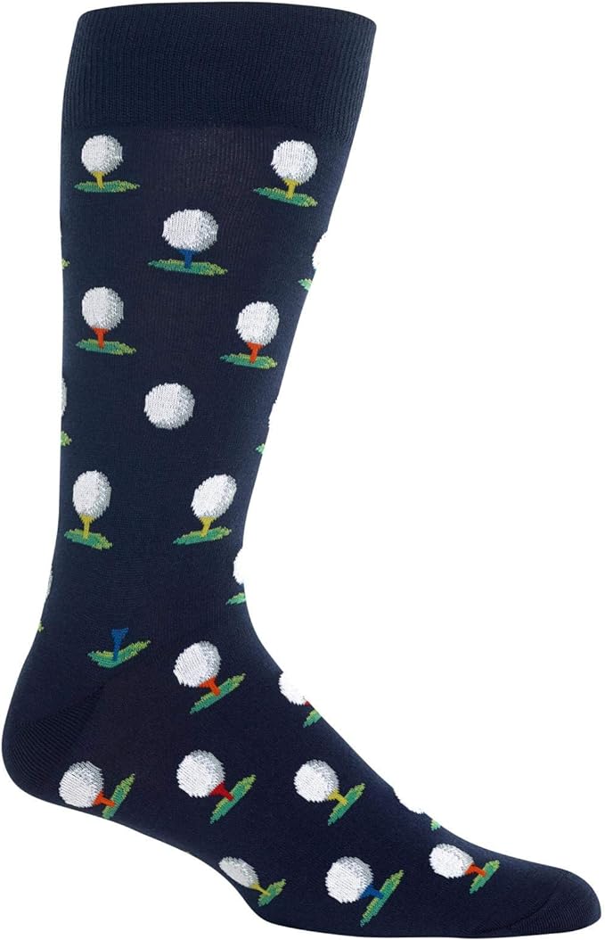 "Golf Balls" Cotton Crew Socks by HotSox - Large