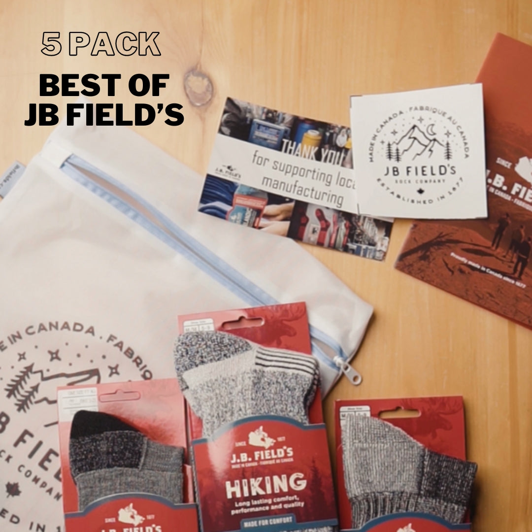 5 PAIR - J.B. Field's "Best of" pack (1 Thermal, 1 Athletic, 1 Casual, 1 Hiking, 1 Boot Sock)