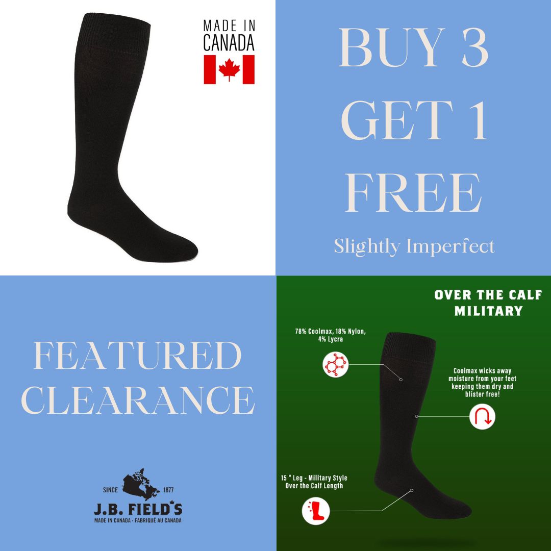 2PK Vagden Knee High Boot Liner Sock Slightly Imperfect Made in Canada Black Large