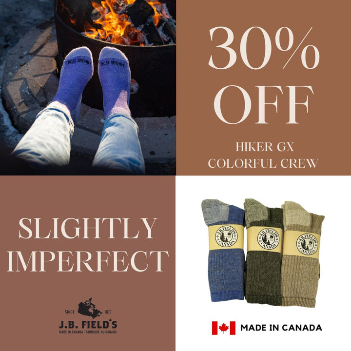 3 PAIR - J.B. Field's "Hiker GX" Merino Wool Hiking Sock (SLIGHTLY IMPERFECT) - COLOURFUL