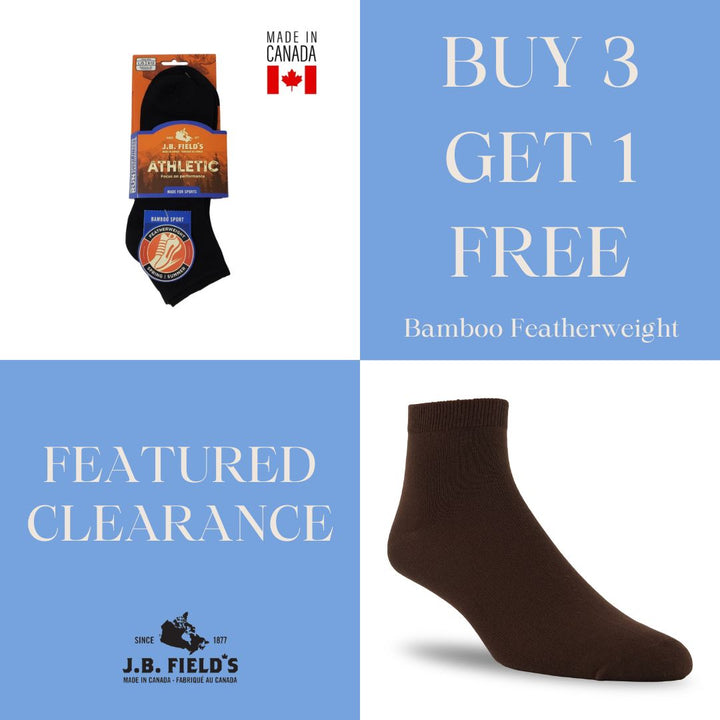 3 PAIR - J.B. Field's Athletic "Bamboo Featherweight" Ankle Socks - MEDIUM (CLEARANCE)