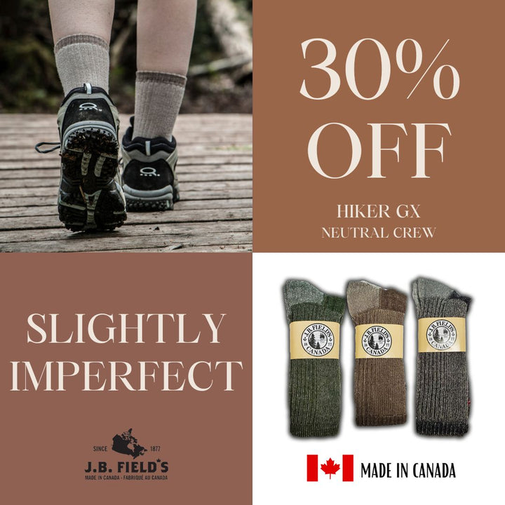 3 PAIRES - Chaussettes de randonnée en laine mérinos « Hiker GX » de JB Field (LÉGÈREMENT IMPARFAITES) - NEUTRE