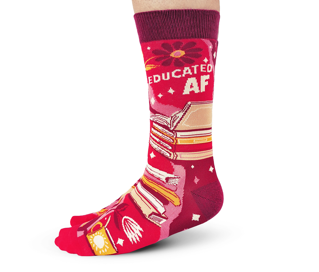 Chaussettes mi-mollet en coton « Bookworm » par Uptown Sox - Medium