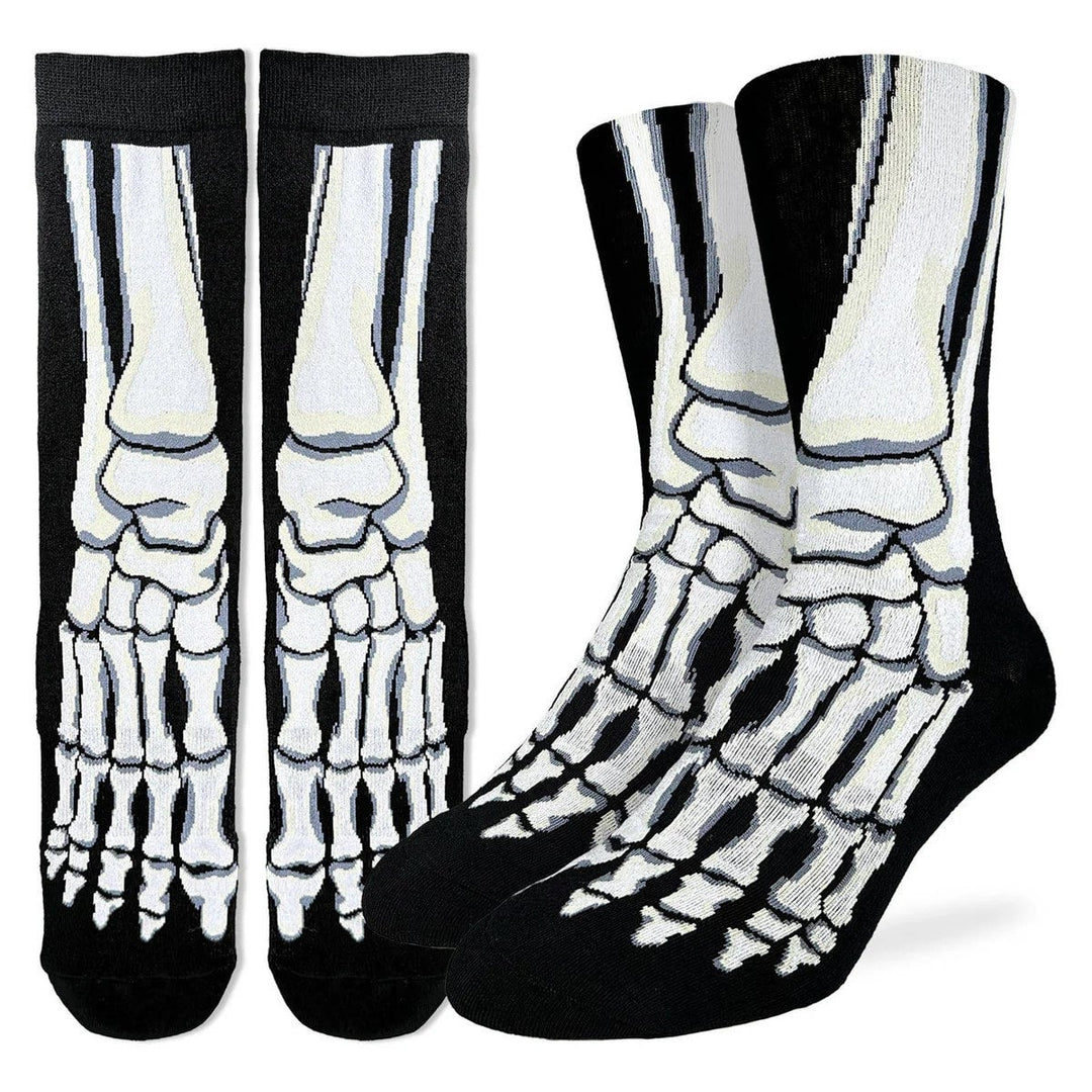 "Skeleton Feet" Crew Socks by Good Luck Sock - Large