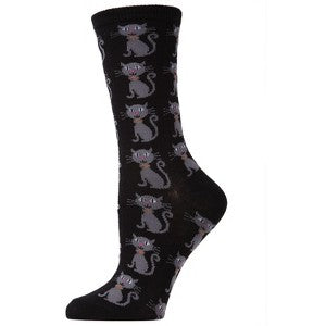 "Halloween Cat" Crew Bamboo Socks by Me Moí