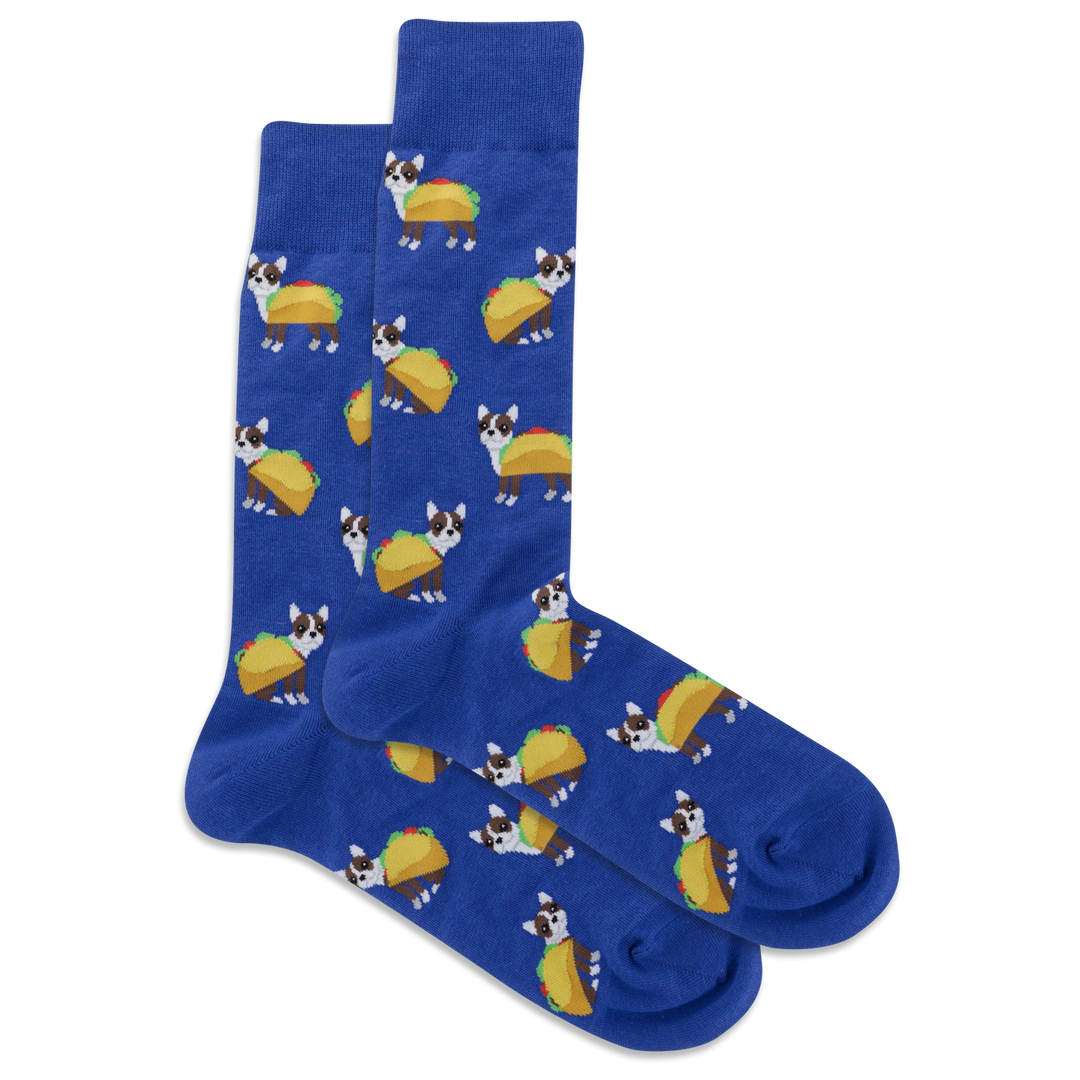 "Taco Terrier" Cotton Crew Socks by Hot Sox - Large