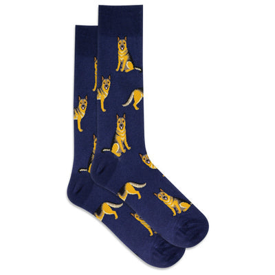 "German Shepherds" Cotton Dress Crew Socks by Hot Sox - Large