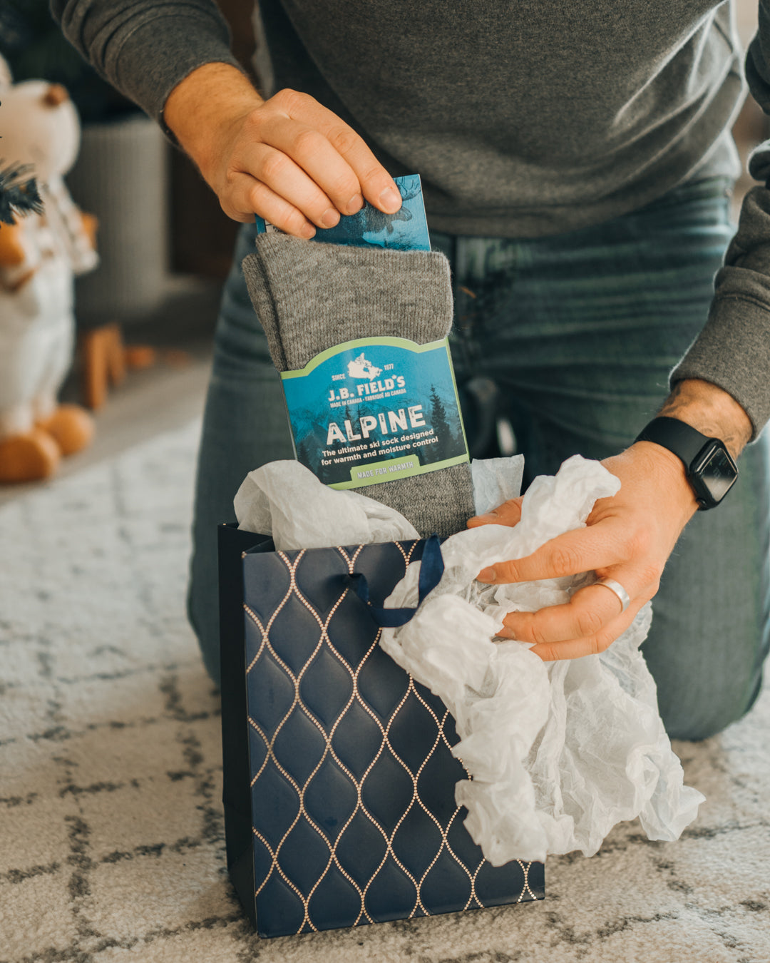 Grey thermal socks for winter