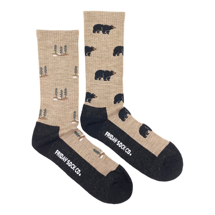 "Bear and Tree" 70% Merino Wool Socks by Friday Sox Co
