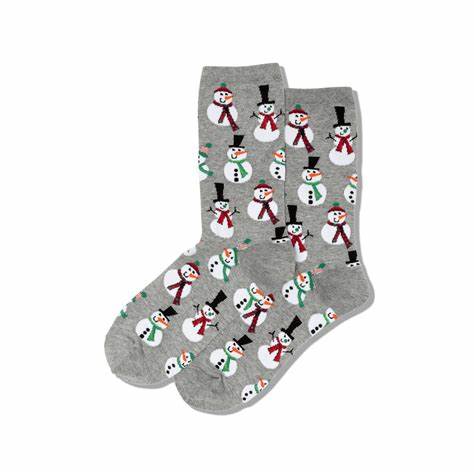 "Snowmen" Cotton Crew Socks by Hot Sox - Medium