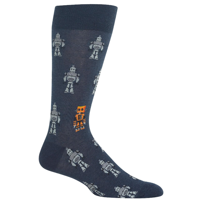 Chaussettes mi-mollet en coton « Robots » par Hot Sox - Taille L