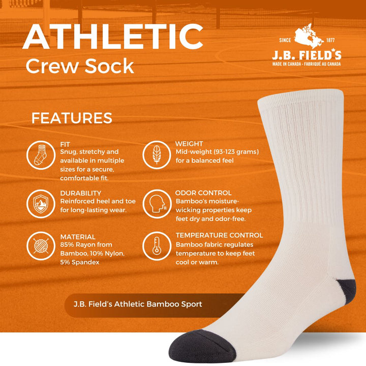 J.B. Field's Athletic "Bamboo Sport Crew" Socks