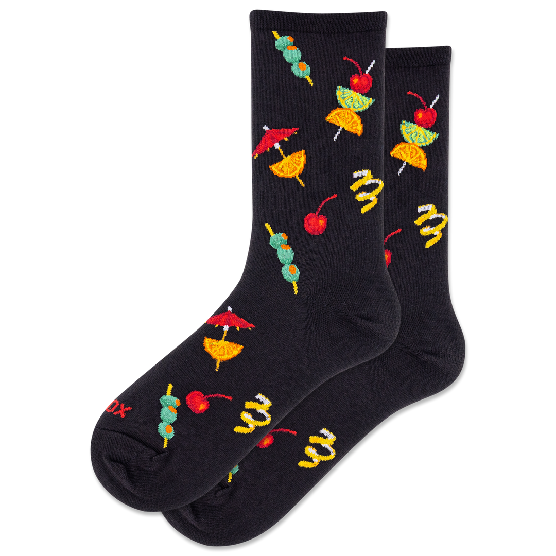 "Cocktail Garnish" Crew Socks by Hot Sox - Medium