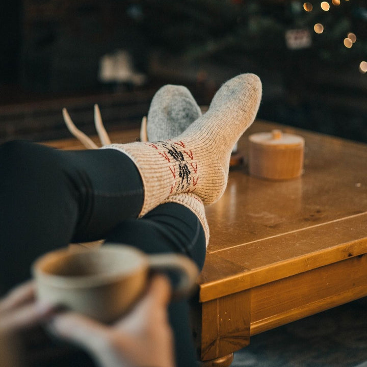 Women's Beige Wool Thermal Winter Socks