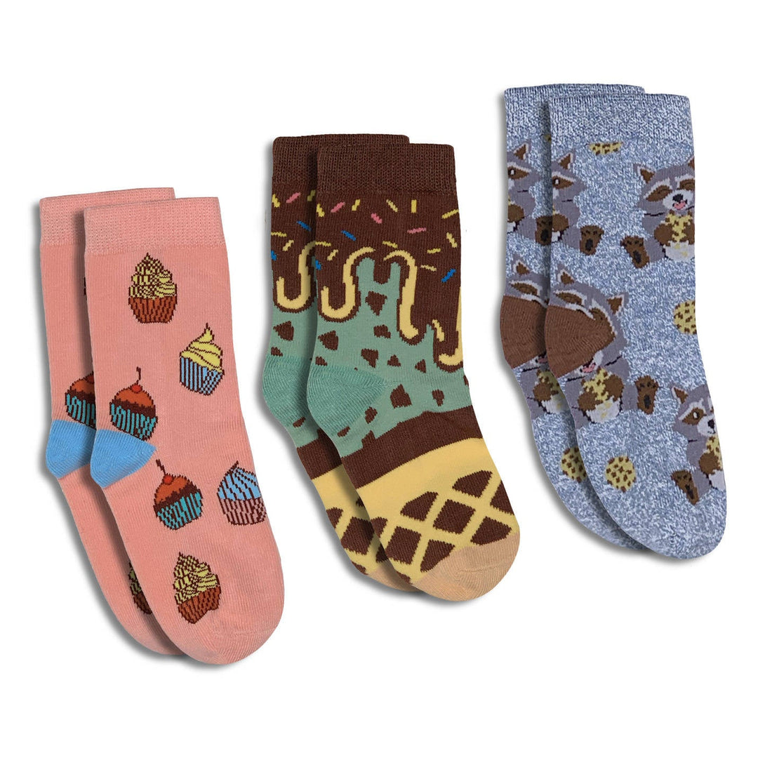 Kids "Cupcakes, Ice Cream, and Cookies" Socks by Good Luck Sock