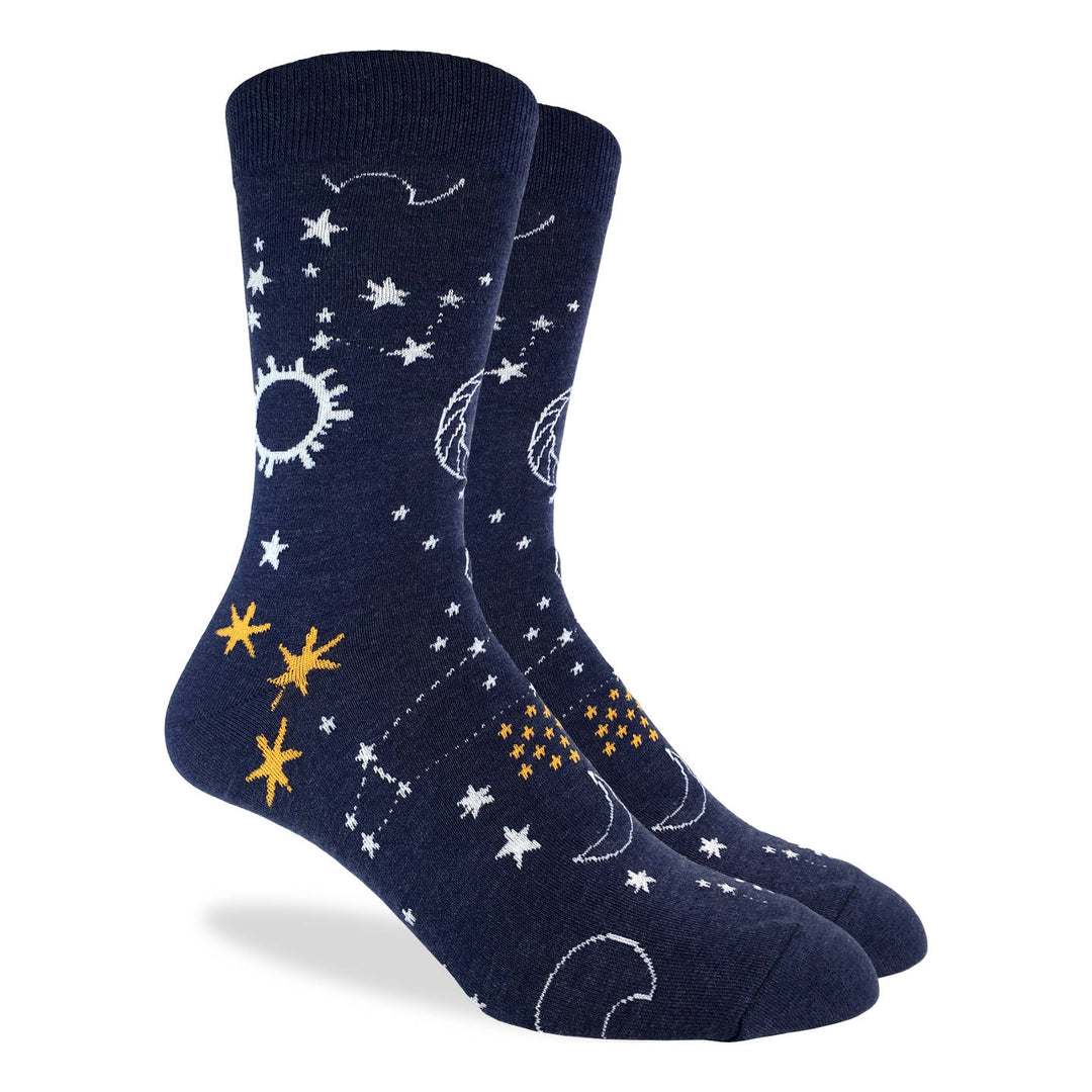 "Starry Night" Cotton Crew Socks by Good Luck Sock