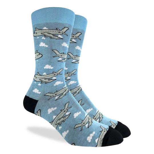 "Jumbo Jet Planes" Cotton Crew Socks by Good Luck Sock