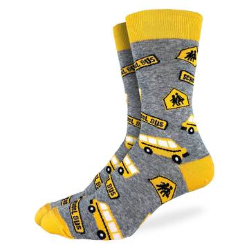 "School Bus" Cotton Crew Socks by Good Luck Sock - Large