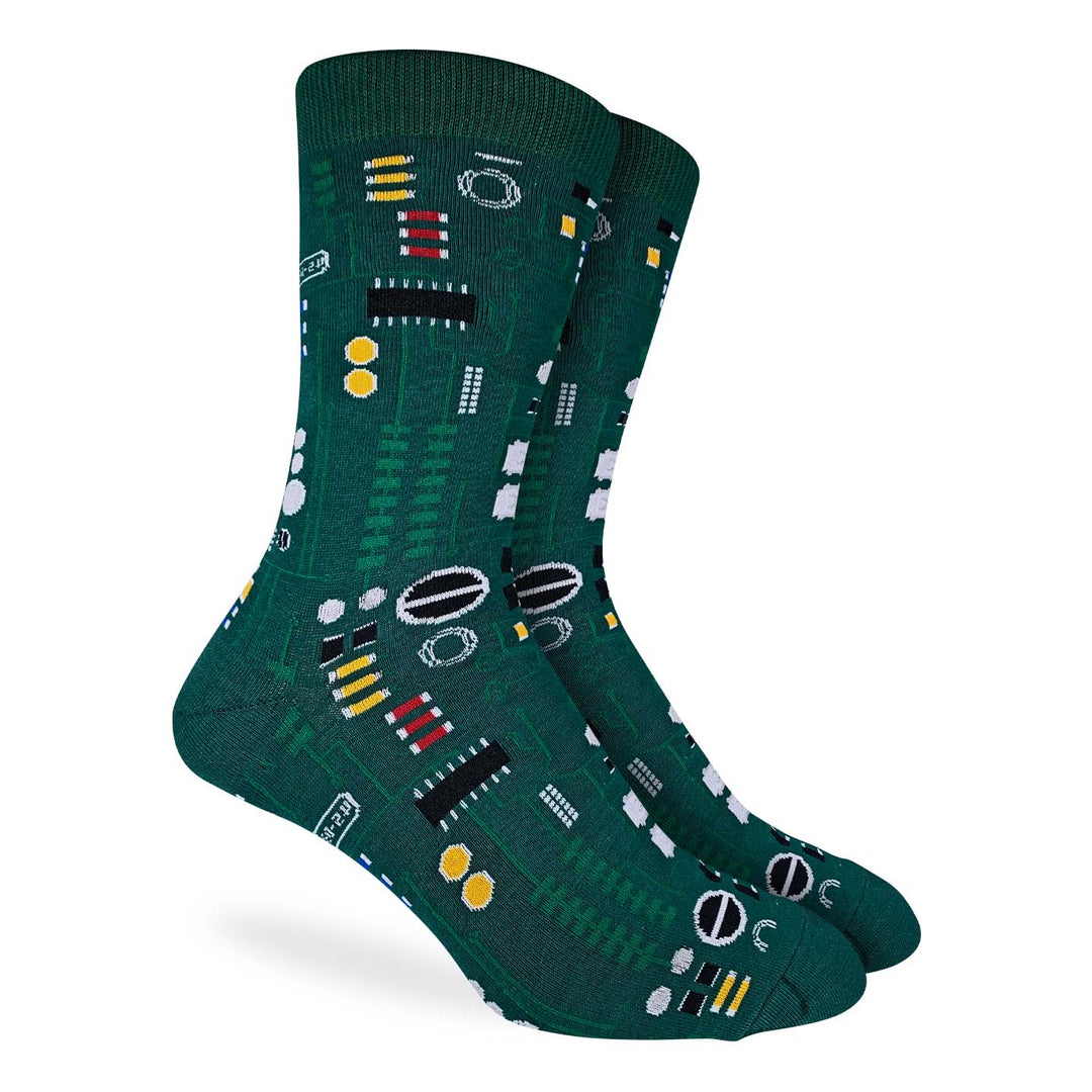 "Circuit Board" Crew Socks by Good Luck Sock - Large