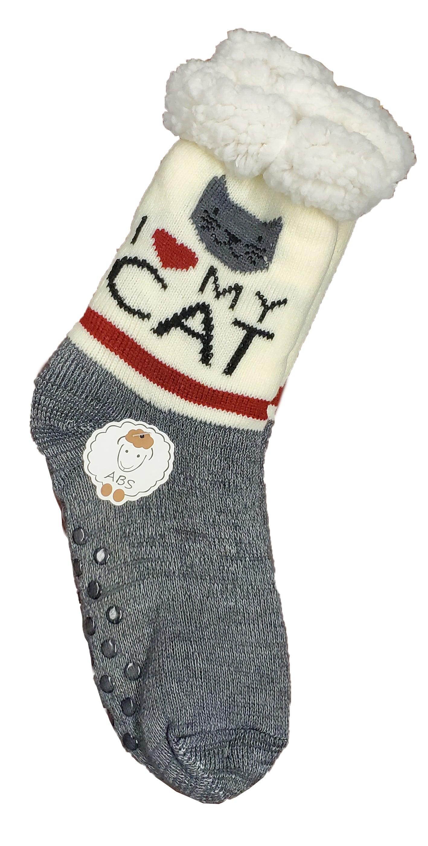 Northern Comfort I Love My Cat Sherpa Lined Grip Women and Men's Sli –  Great Sox