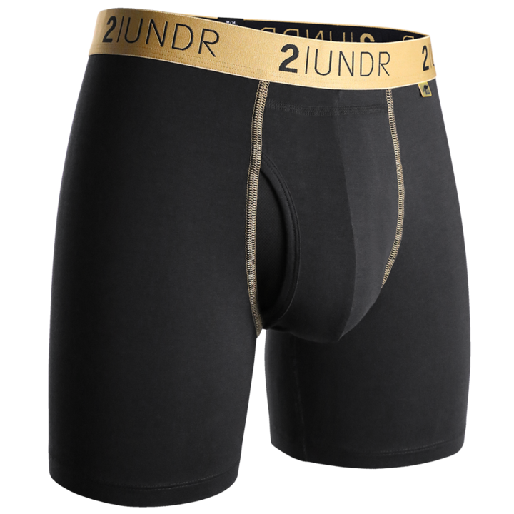 2UNDR Swing Shift 6 Boxer Brief - Black w/ Gold