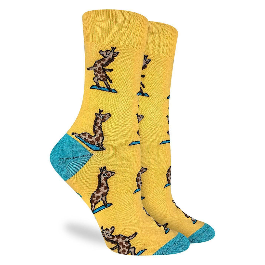 Chaussettes en coton « Yoga Giraffes » de Good Luck Sock - Medium