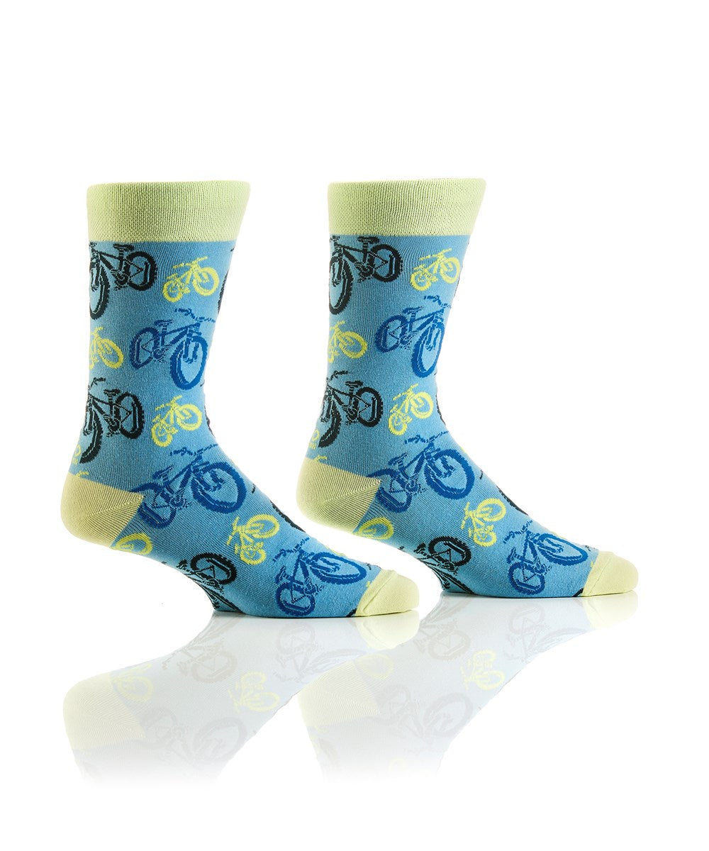 "Hit the Trails" Cotton Dress Crew Socks by YO Sox -Large