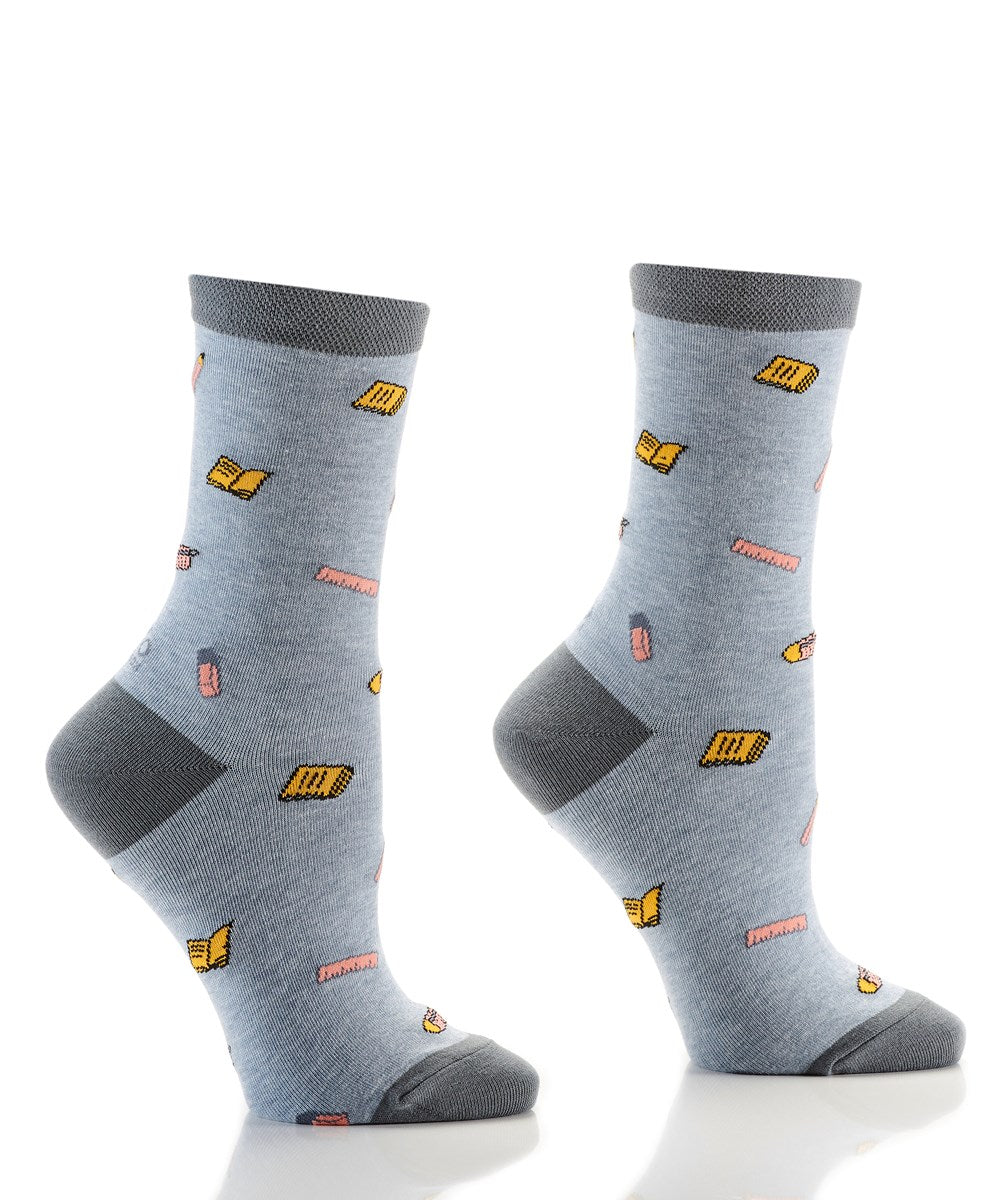 "Journalling" Cotton Dress Crew Socks by YO Sox - SALE