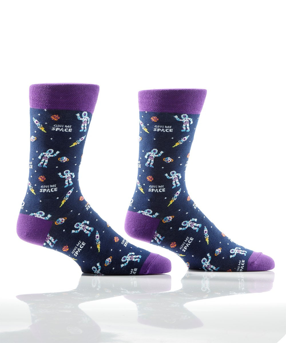 "Give me Space" Cotton Dress Crew Socks by YO Sox -Large