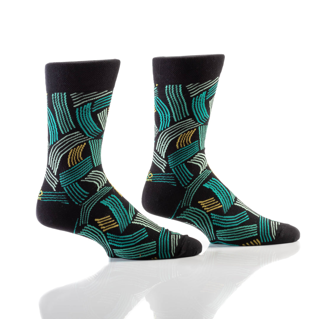 "Green Abstract" Cotton Dress Crew Socks by YO Sox