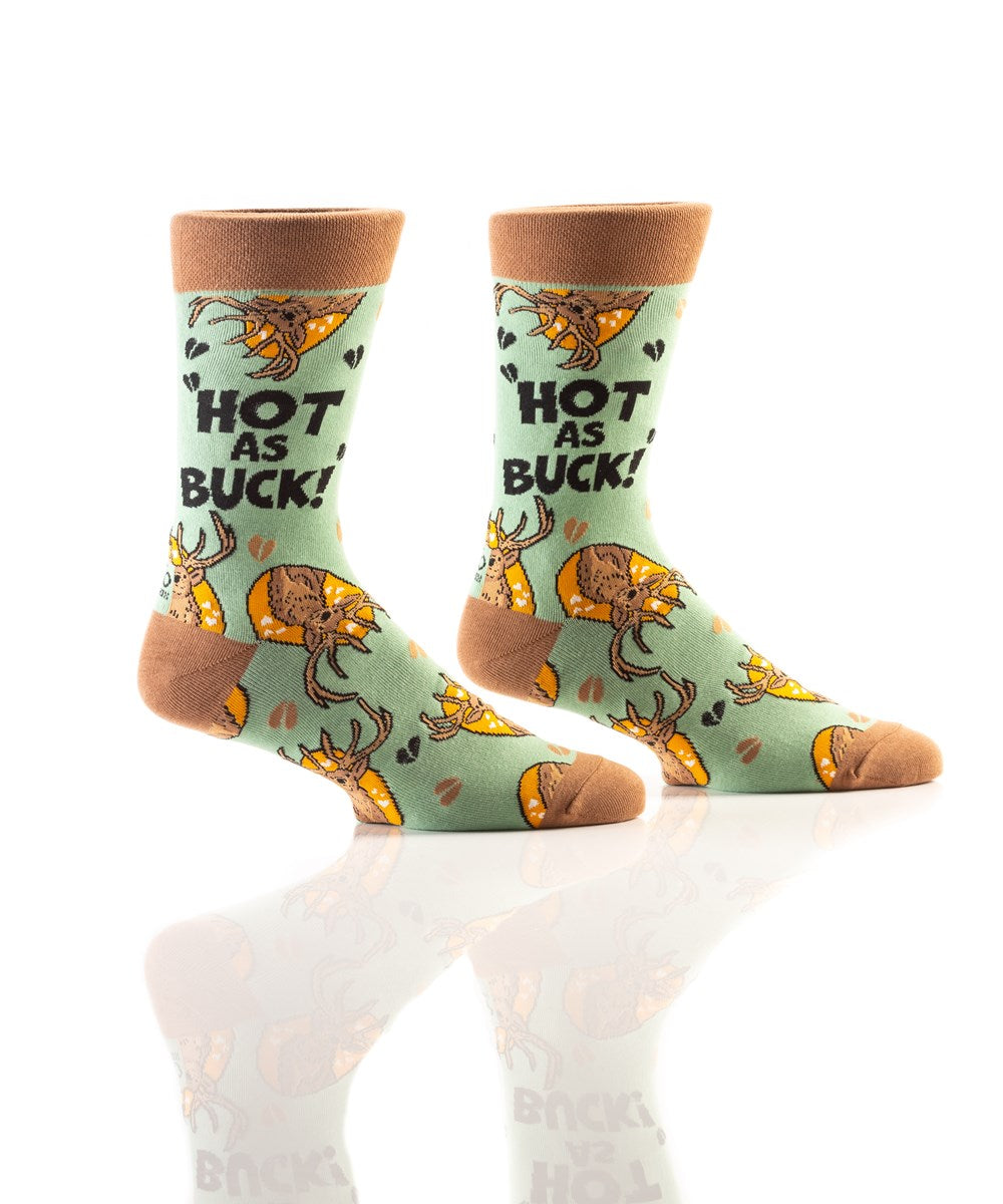 'Hot as Buck" Cotton Dress Crew Socks by YO Sox -Large