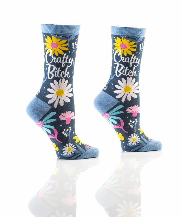 Retro Floral Cotton Dress Crew Socks by YO Sox -Medium