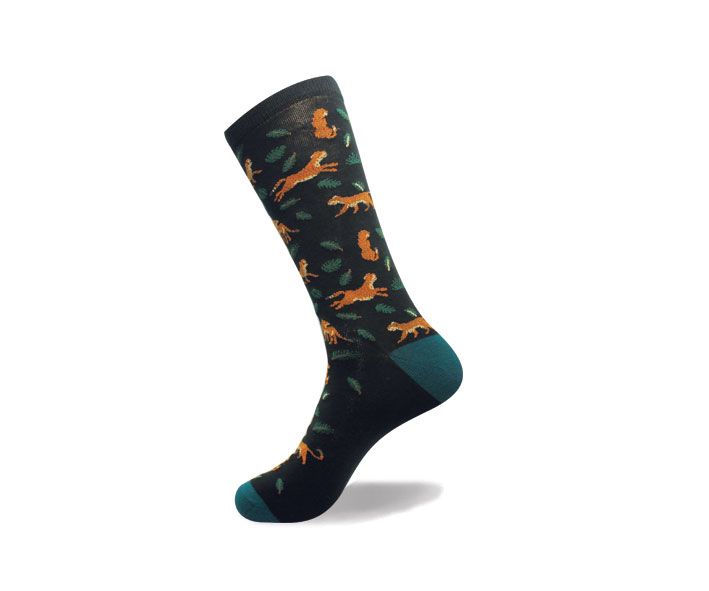 Vagden Men's "Jungle" Pattern Cotton Dress Sock