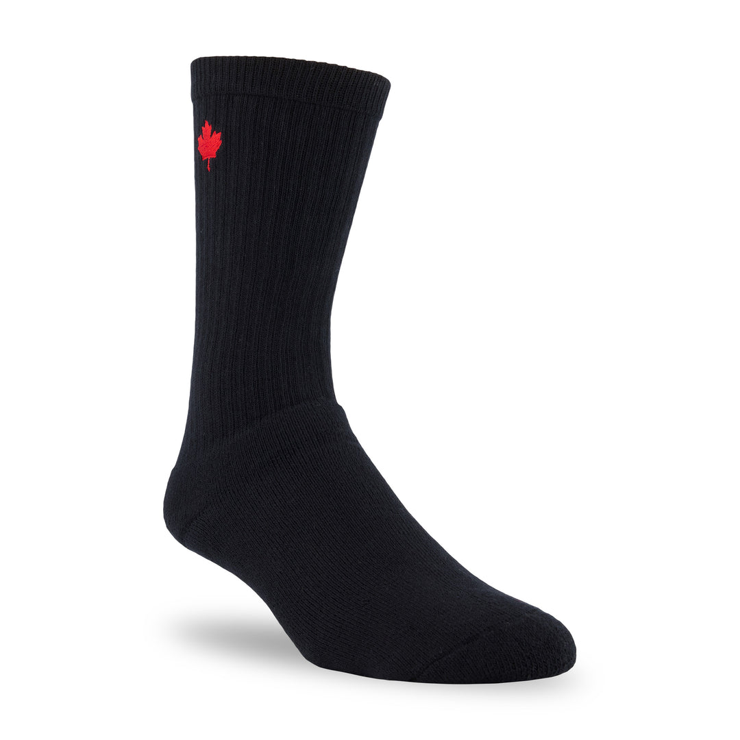 organic cotton maple leaf sock in black