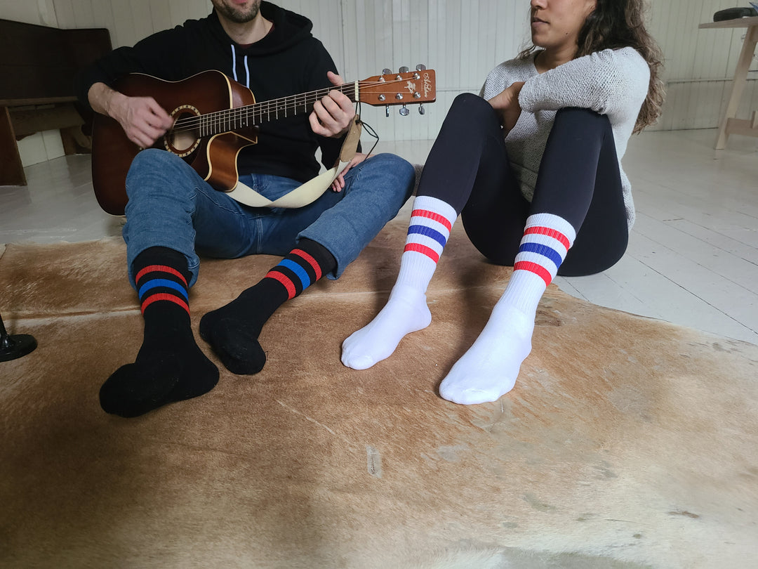 cotton varsity socks for lounging