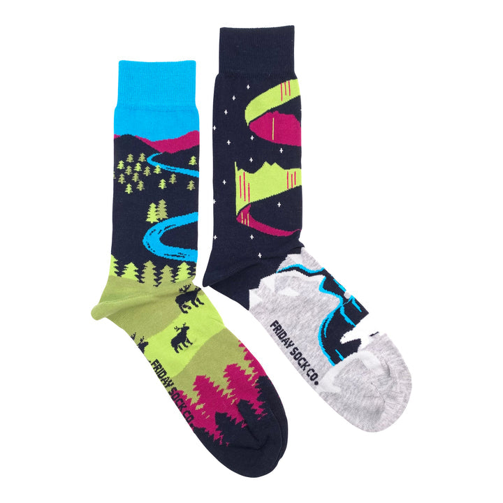 "Northern Canada" Landscape 85% Cotton Socks by Friday Sox Co