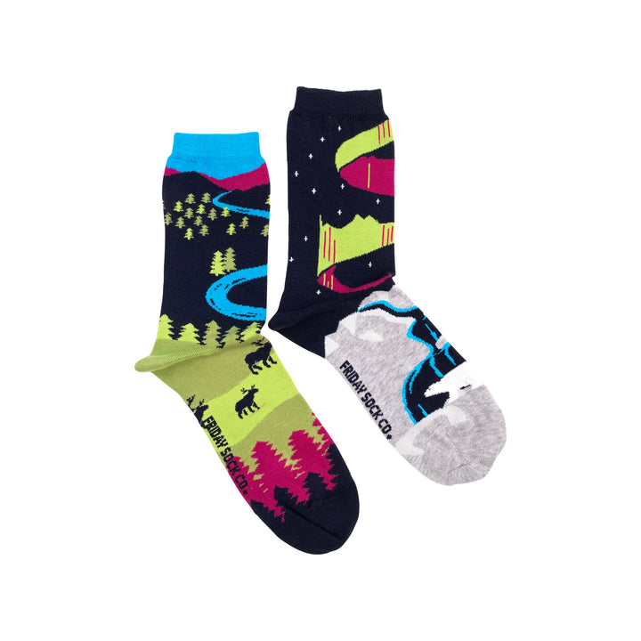"Northern Canada" Landscape 85% Cotton Socks by Friday Sox Co