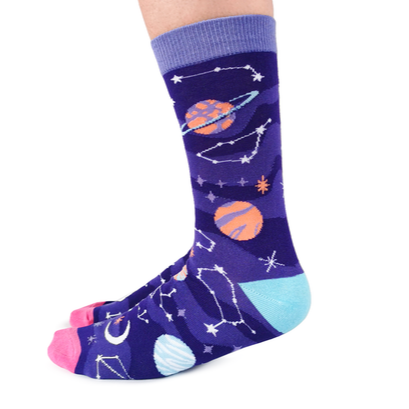 "Celestial" Cotton Crew Socks by Uptown Sox - Medium