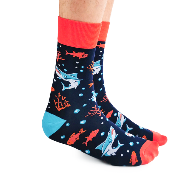 "Daddy Shark" Cotton Crew Socks by Uptown Sox - Large