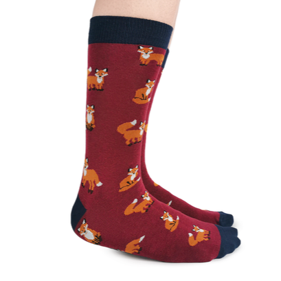 "Feeling Foxy" Cotton Crew Socks by Uptown Sox - Medium
