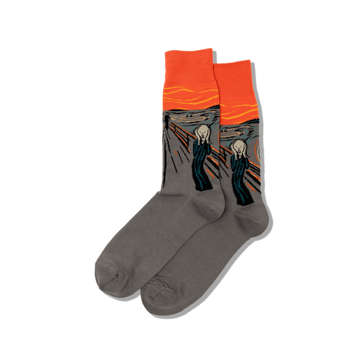 "Munch's The Scream" Cotton Dress Crew Socks by Hot Sox