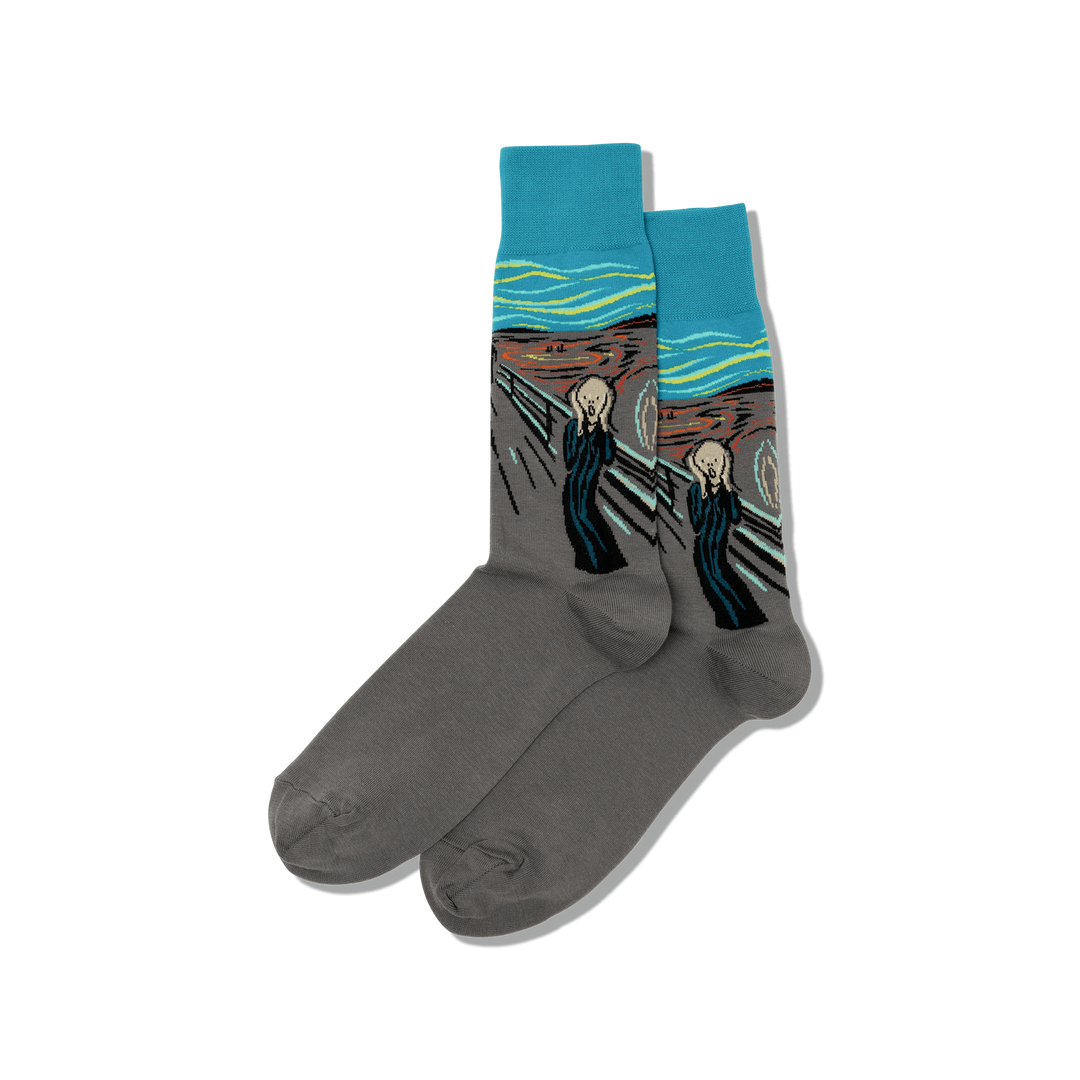 "Munch's The Scream" Cotton Dress Crew Socks by Hot Sox